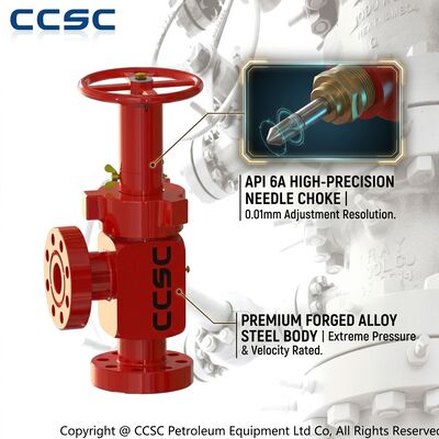 Flanged Adjustable Needle Choke Valve API 6A 2 1/16 Inch 10000psi Forged Alloy Steel EE Trim Choke Manifold